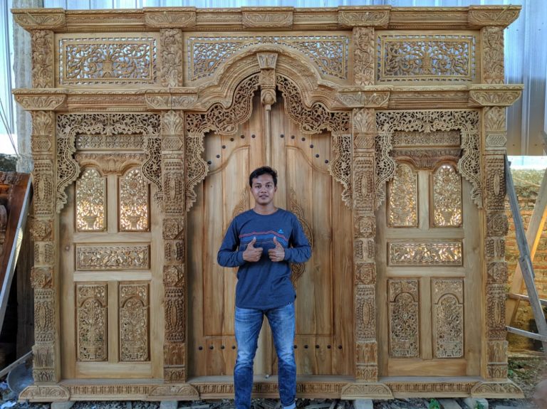 Pintu Gebyok Ukir Jati Asli Jepara 3,5 Meter