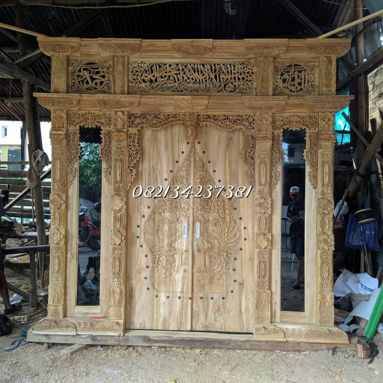 Pintu Sleding Gebyok minimalis Kaligrafi Super Mewah