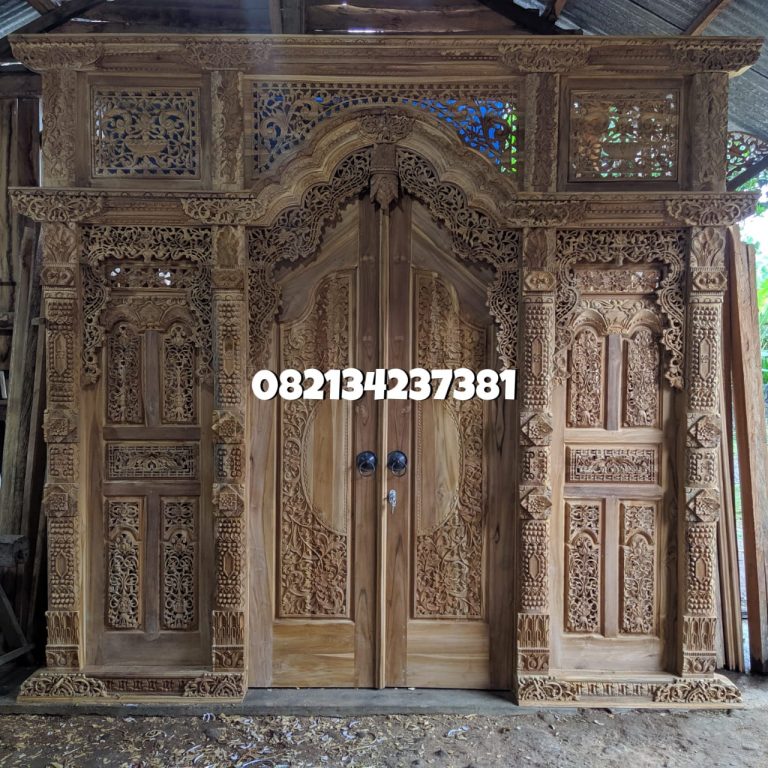 Pintu Gebyok Ukir Jati Jepara Relief Mataram 3,2 Meter