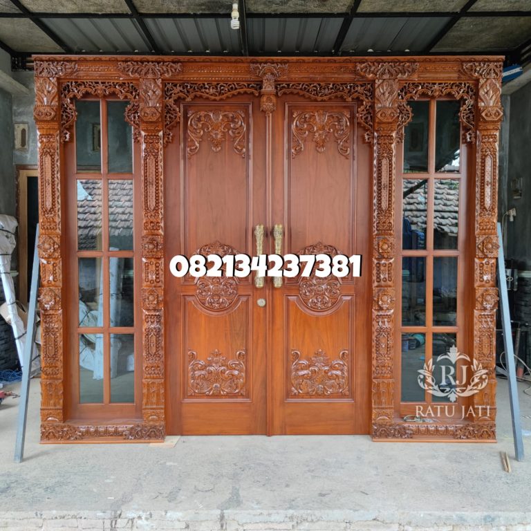 Pintu Minimalis Terbaru Gebyok Ukir Jepara Bahan Jati Berkualitas Model Kombinasi Eropa