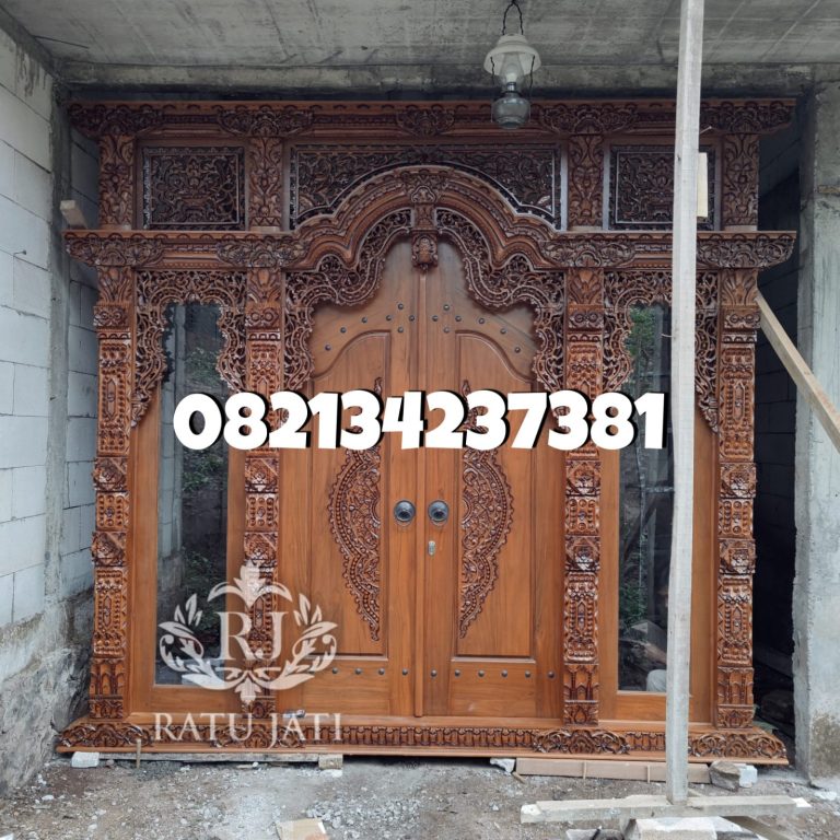 Pintu Gebyok Ukir Jepara Jati Premium Standar Kaca Terlaris