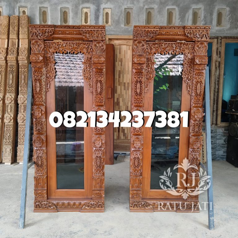 Jendela Gebyok Ukir Jepara Model Minimalis Bingkai Kaca Terbaru Jati Premium
