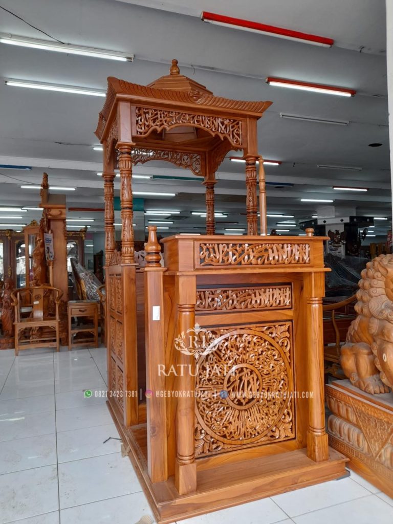 MIMBAR MASJID PALING DI CARI FULL UKIR JATI JEPARA PREMIUM
